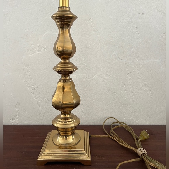 Vintage mid century geometric solid brass table lamp base bauble totem mcm - Picture 1 of 11